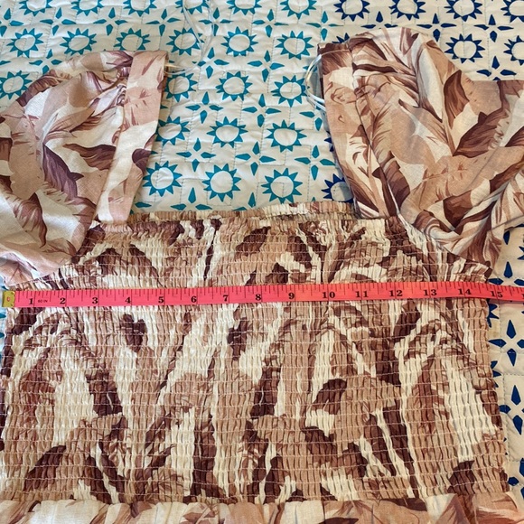 NWOT House of Harlow 1960 Palm Leaf Smock Linen Blend Midi Dress White P… - Picture 10 of 12